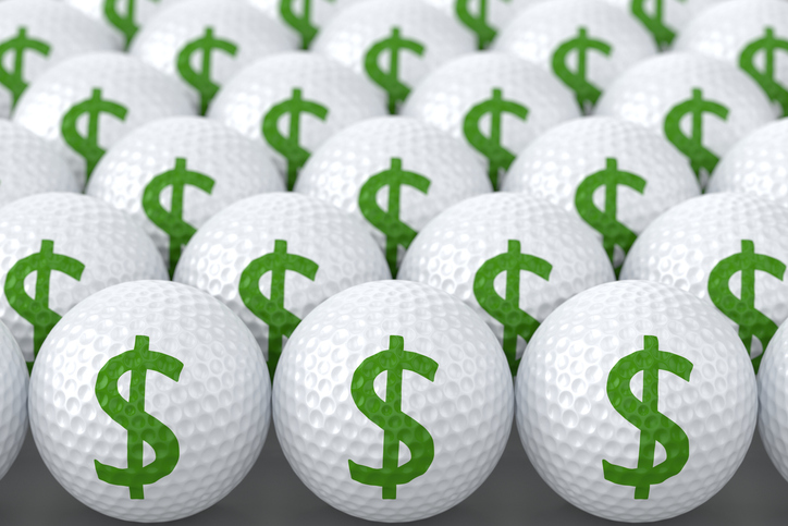 Golf Balls with Green Dollar Sign